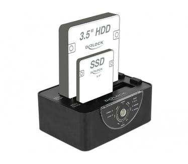 Delock USB 3.0 Dual Docking Station for 2 x SATA HDD / SSD with Clone and Erase Function in Metal Housing