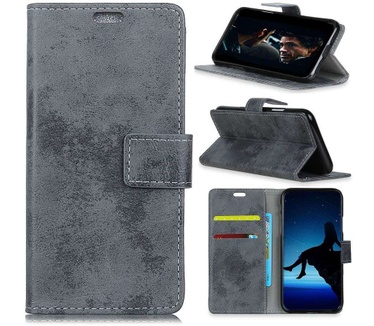 qMust Samsung Galaxy S10 Vintage Style Wallet  Grijs