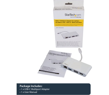 Startech.com USB-C multiport adapter voor Laptops 4K HDMI of VGA GbE USB 3.0 wit / zilver