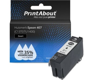 PrintAbout Huismerk Epson 407 (C13T07U1400) Inktcartridge Zwart