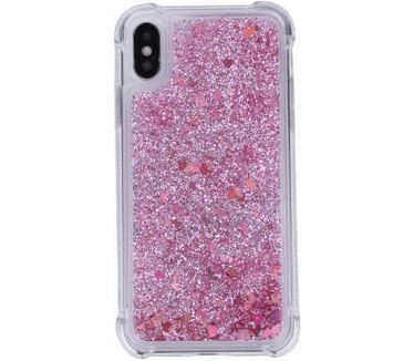 qMust iPhone X/XS Glitter Hoesje Rood Transparant