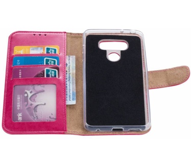 Luxe Lederen Bookcase hoesje voor de LG G6 - Roze (LG G6) Roze