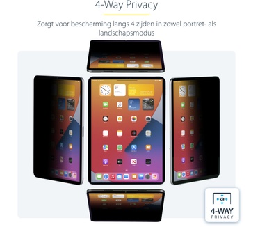 Startech.com 4-Way 11-inch iPad Pro Privacy Filter, Portrait/Landscape Orientatie, Touch-Enabled, Anti-Glans Security Filter, +/- 30 Graden Kijkhoek, 51% Blauw Licht Vermindering