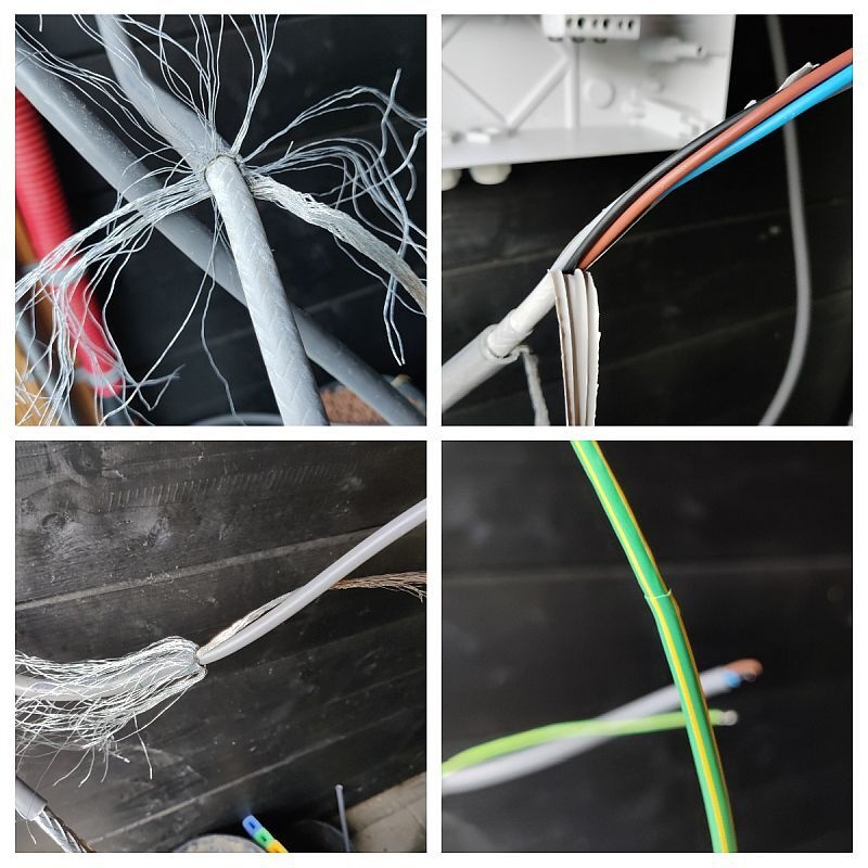 YMvK-as kabels strippen en aardlitze van krimpkous voorzien