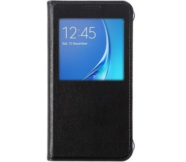 qMust Samsung Galaxy J1 (2016) Window Leather Case - met zichvenster - Black