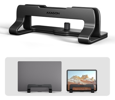 Axagon STND-VB Vertikaler Laptop-Ständer, einstellbare Breite, Aluminium
