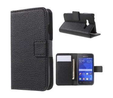 qMust Samsung Galaxy Trend 2 Lite Wallet Case - hoesje met stand - zwart