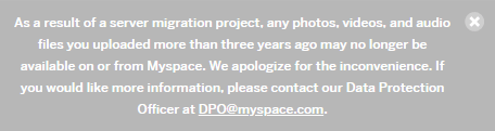 MySpace bestanden kwijt