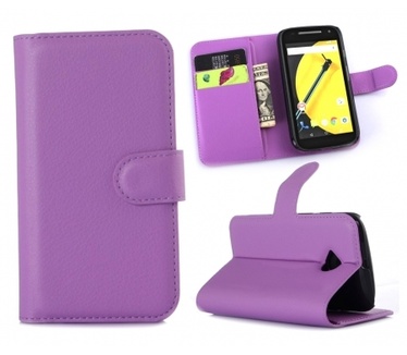 Kees Lederlook Portemonnee Hoesje Motorola Moto E (2015) - Paars