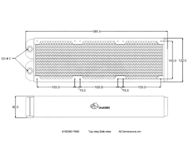 Bykski Bykski 360mm x 60mm Copper Radiator - Ultra Thick - Black