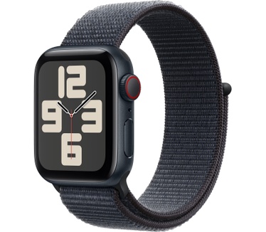 Apple Watch SE (2024), 40mm, GPS + Cellular, Geweven bandje, Zwart (Zwart)
