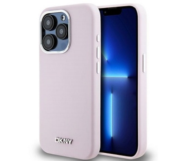 DKNY Silicone Metal Logo Back Case - iPhone 15 Pro (6.1") - Roze Roze