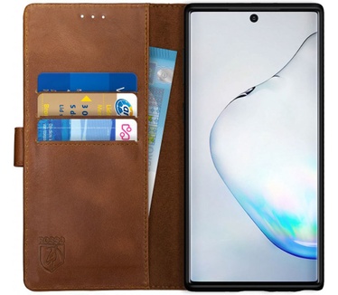 Rosso Deluxe Samsung Galaxy Note 10 Hoesje Echt Leer Book Case Bruin (Galaxy Note 10) Bruin