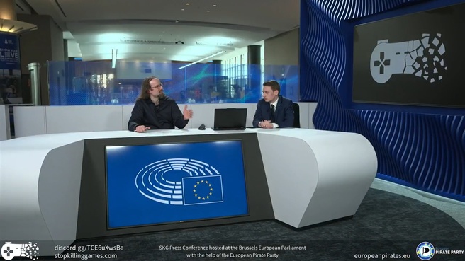 De persconferentie van Moritz Katzner en Ross Scott. Bron: Twitch.