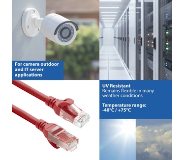ACT Rode 0,25 meter TPE U/UTP CAT6A ultra-flex patchkabel snagless met RJ45 connectoren