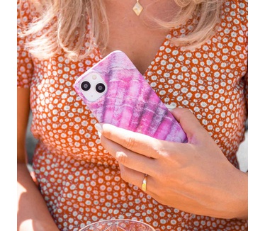 Selencia Aurora Fashion Backcover iPhone 14 - Duurzaam hoesje - 100% gerecycled - Ocean Shell Purple