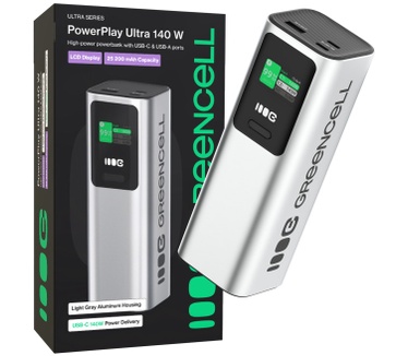 Green Cell GC PBGC25UD - Powerbank PBGC25UD, 25200 mAh, 140 W, 1x USB-A, 2x USB-C