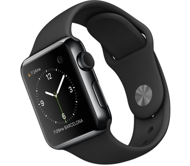 Apple Watch (sportbandje, 38mm) Zilver (Zwart)