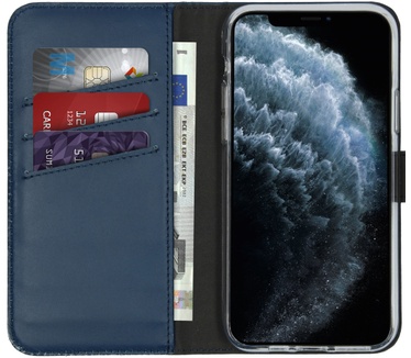 Selencia Echt Lederen Bookcase iPhone 11 Pro - Blauw