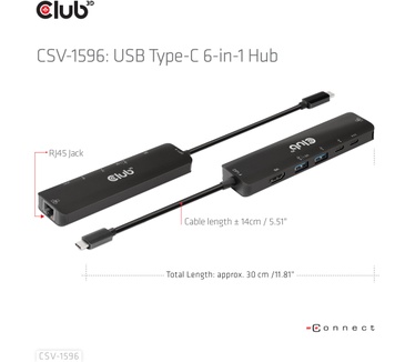 Club 3D USB Gen1 Type-C, 6-in-1 Hub