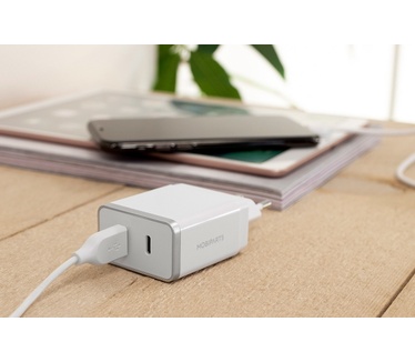 Mobiparts Wall Charger USB-A/USB-C 2.4A + Lightning to USB-C Cable White