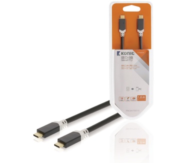 König USB 3.1 Kabel USB-C Male - USB-C Male 1.00 m Antraciet GEN 2 (10 Gbps) (KNC64750E10) Zwart