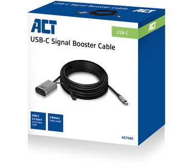 ACT AC7060 USB-C verlengkabel met signaalversterker, 5 meter