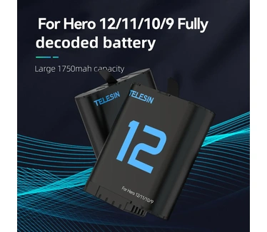 Telesin Batterij (Double Arc) voor GoPro 9 / 10 / 11 / 12 - 1720 mAh
