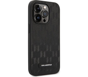 Karl Lagerfeld Saffiano Monogram - iPhone 14 Pro (6.1") - Zwart Zwart