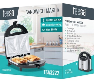 Teesa Appareil à croque-monsieur TSA3222 avec plaques en céramique argenté/noir