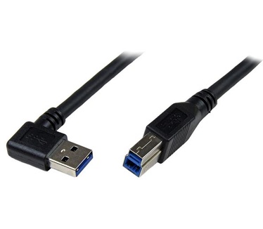 Startech.com 3 m zwarte SuperSpeed USB 3.0-kabel rechtshoekig A naar B M/M