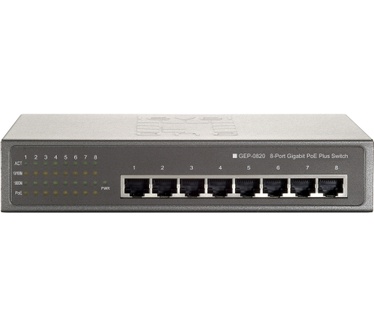 LevelOne 8-Port Gigabit PoE Switch, 802.3at/af PoE, 65W