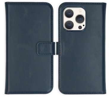 Selencia Echt Lederen Bookcase iPhone 15 Pro - Blauw