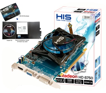 HIS 6750 Fan 1GB DDR3 PCI-E DVI/HDMI/VGA