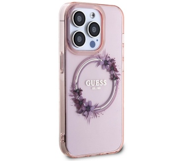 Guess Glossy Ring Back Case - Apple iPhone 15 Pro (6.1") - Roze Roze