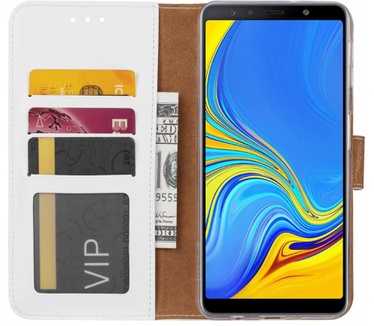Luxe Lederen Bookcase hoesje voor de Samsung Galaxy A7 2018 - Wit