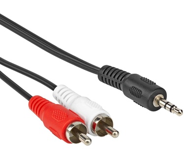Allteq Jack 3.5 mm naar 2x tulp-kabel, 2.5 meter Zwart