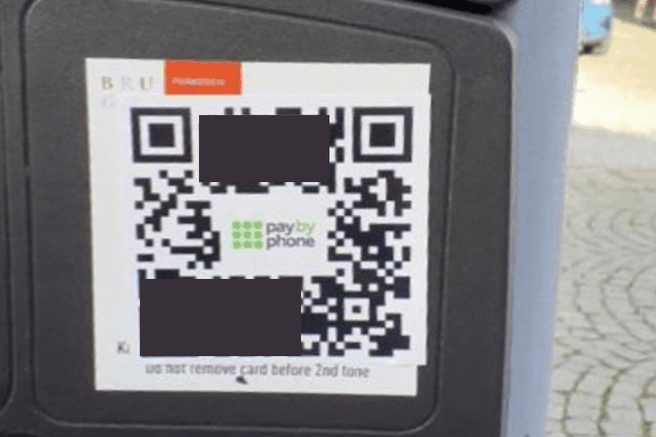 Phishing via QR-code op parkeerautomaat. Bron: gemeente Sittard-Geleen