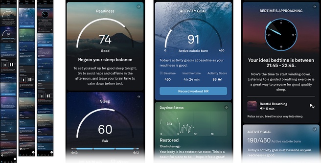 De Oura Ring app in de ochtend, middag en avond