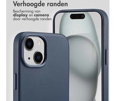 Accezz MagSafe Leather Backcover iPhone 15 - Donkerblauw