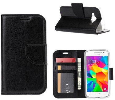 Luxe Lederen Bookcase hoesje voor de Samsung Galaxy Core Prime G360 - Zwart (Samsung Galaxy Core Prime G360) Zwart