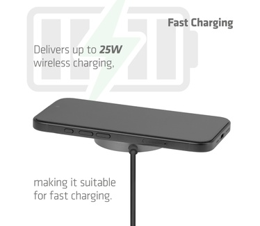 Club 3D CAC-3027 Qi2 25W draadloze oplader zwart Qi 2.2 MagSafe-compatibel magnetisch pad