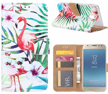 Flamingo print lederen Bookcase hoesje voor de Samsung Galaxy J3 2017 - Wit (Samsung Galaxy J3 2017) Wit