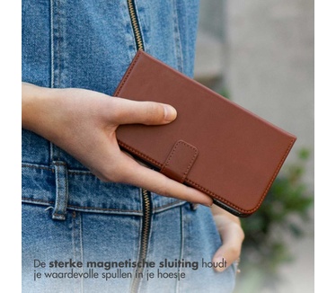 Selencia Echt Lederen Bookcase Samsung Galaxy S23 Ultra - Lichtbruin