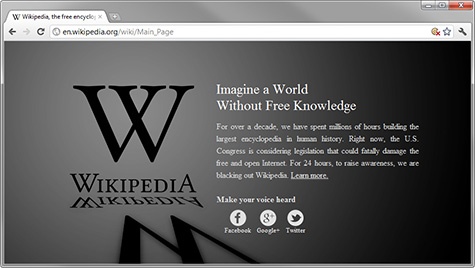 Wikipedia op zwart