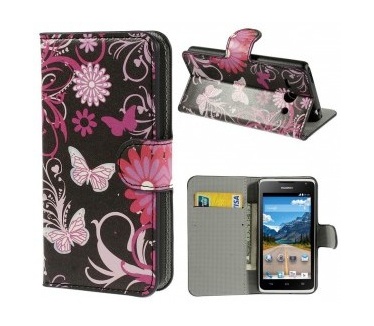 qMust Wallet Case met stand Huawei Ascend Y530 (butterfly flower)