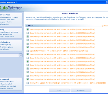 AutoPatcher x64 - installatiemenu (origineel, groot)