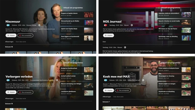 KPN Interactief Terugkijken, Inhoud van het Programma, hoofdstukindeling