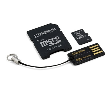 Kingston microSDHC 8GB Class 4 + Adapter + USB reader