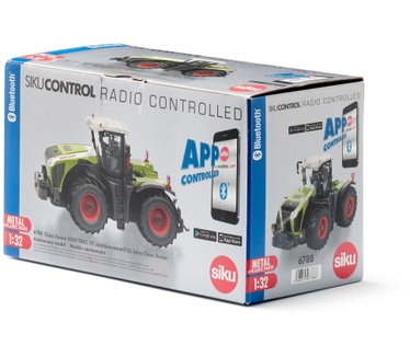 Siku Claas Xerion 5000 TRAC VC-tractor met speciale opdruk voor het 25-jarig jubileum van het model groen metaal,kunststof 1:32 op afstand bestuurbaar zonder afstandsbedieningsmodule besturing via Blu